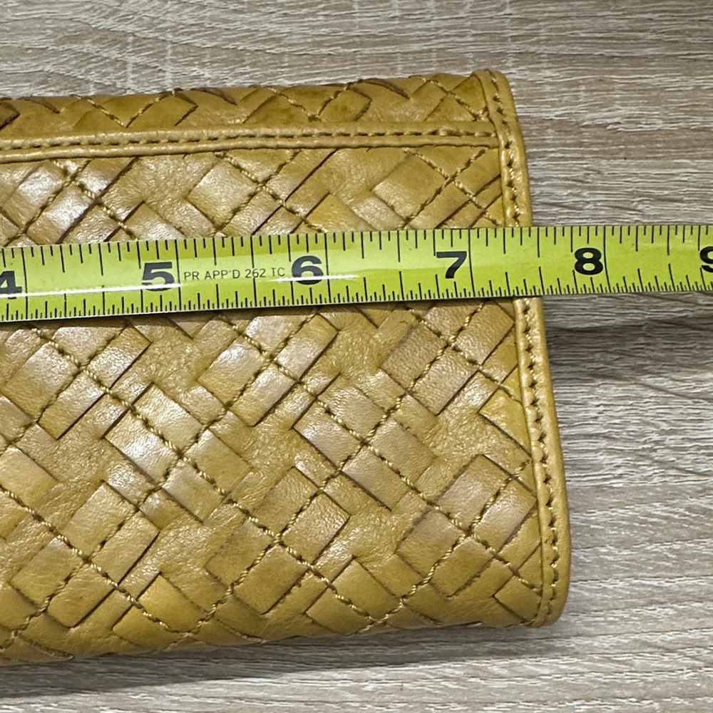 Patricia Nash Yellow Rattan Tri- fold Woven Clutch Wallets RFID - Picture 9 of 12